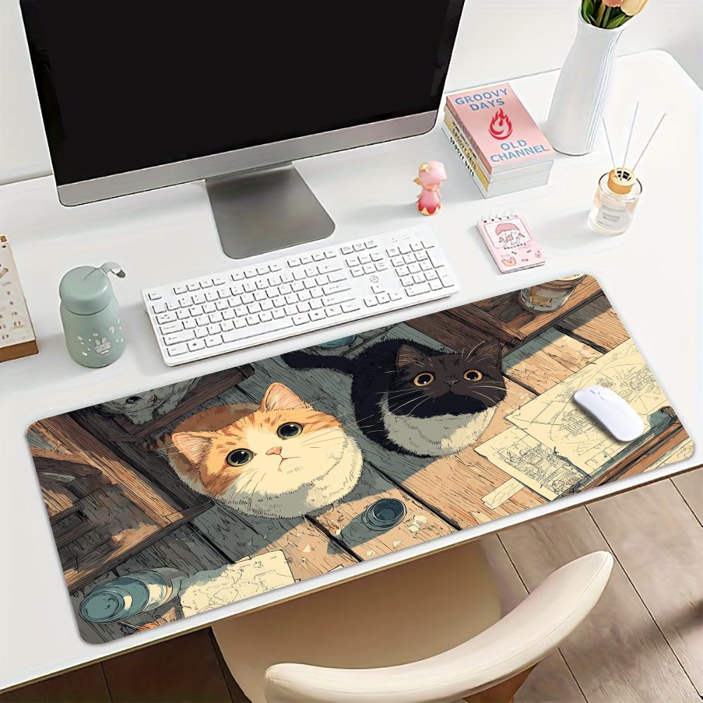 귀여운 고양이 일러스트 디자인 대형 마우스 패드 데스크 - Play Mat Neoprene 리뷰 및 가격