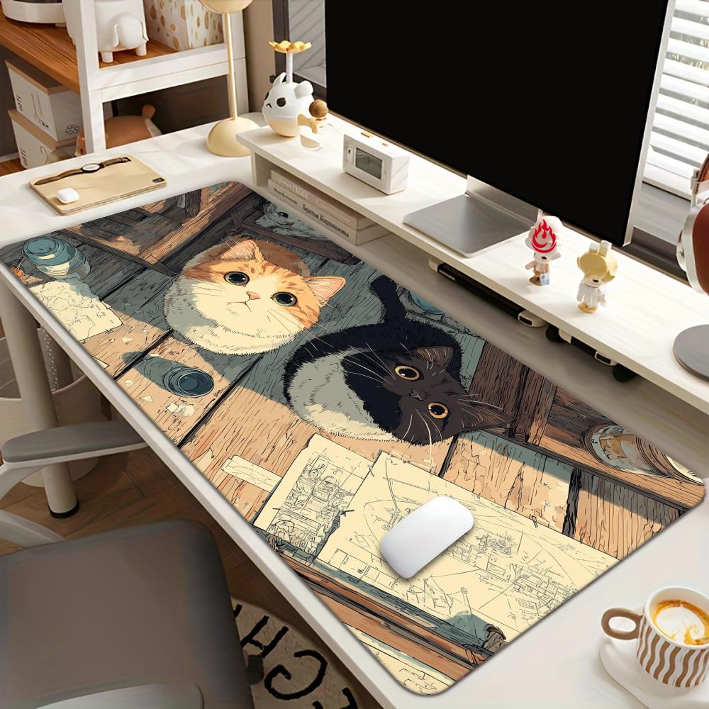 귀여운 고양이 일러스트 디자인 대형 마우스 패드 데스크 - Play Mat Neoprene 리뷰 및 가격