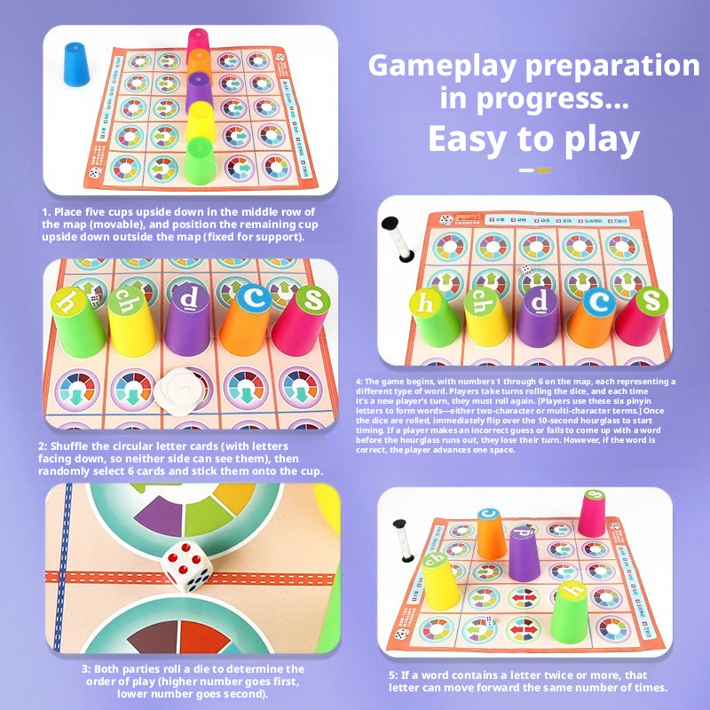 핫 키즈 중국어 병음 매칭 보드 게임 컬러 스태킹 컵  - Board Game Word 리뷰 및 가격