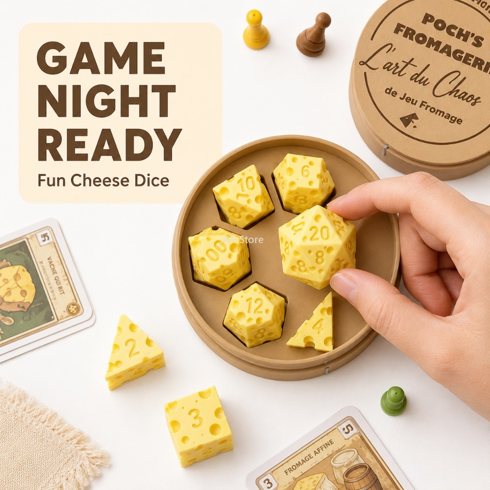 창의적인 불규칙 치즈 모양 주사위 세트 D4 D20 휴 - Board Game Organization 리뷰 및 가격