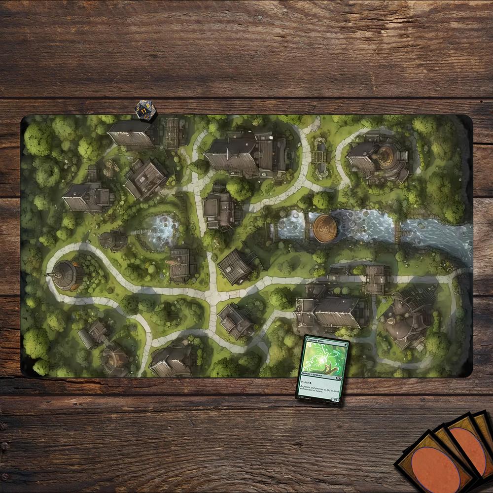 손목 지지대가 있는 대형 그린 빌리지 맵 마우스 패드, - Play Mat Neoprene 리뷰 및 가격